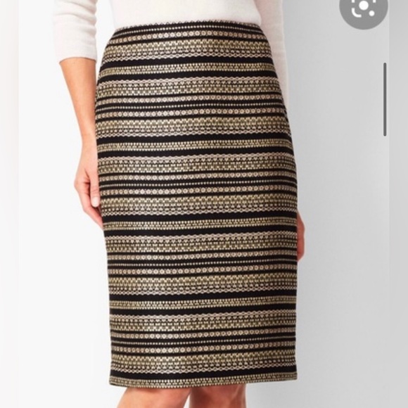 Talbots tweed pencil skirt 2 petite gold black silver - Picture 7 of 7